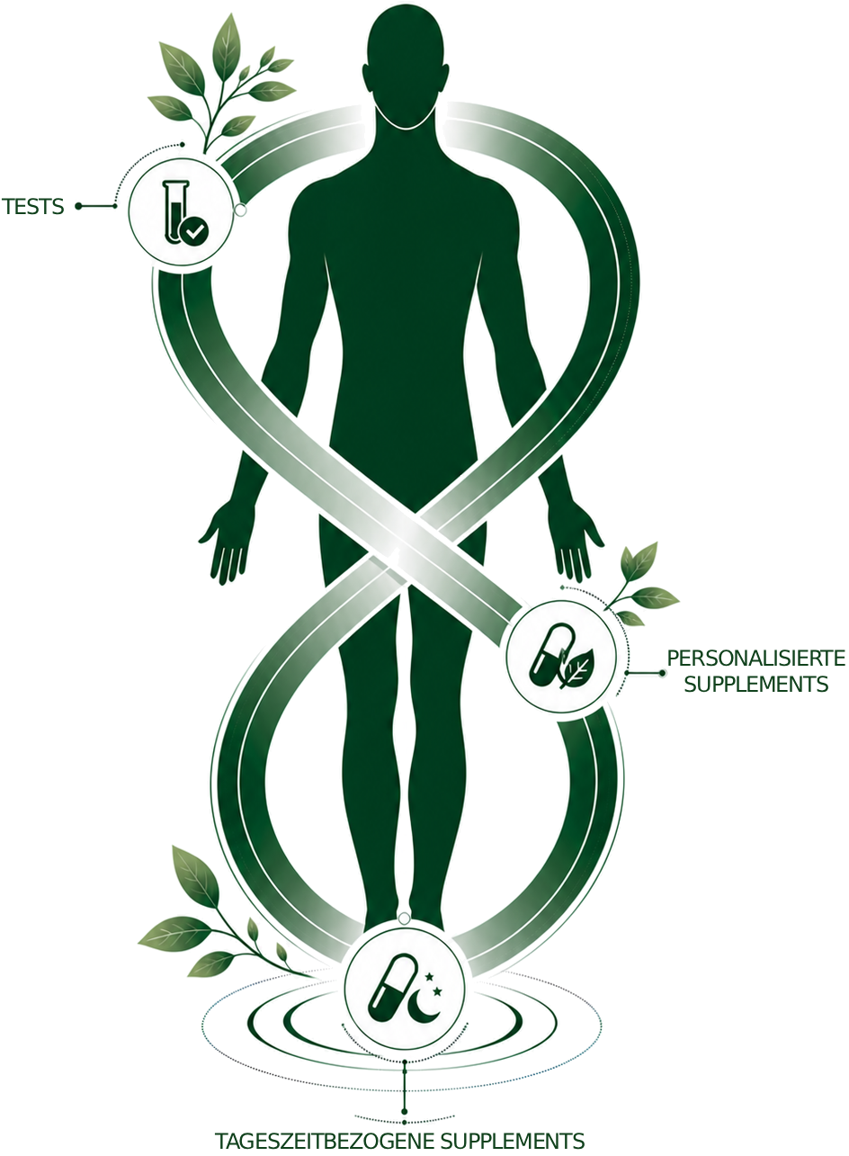 Bio-Età Longevity Loop für ein aktives gesundes Leben. Healthspan-Test, personalisierte Supplements und Timing-Supplements für mehr Energie, bessere Regeneration und maximale Lebensqualität
